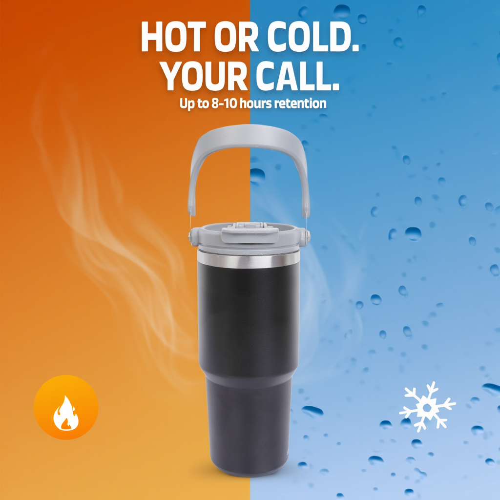 Insulated Stainless Steel Travel Mug with Handle & Dual Sip Lid