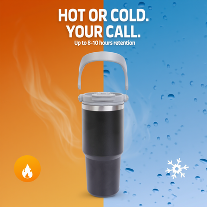 Insulated Stainless Steel Travel Mug with Handle & Dual Sip Lid