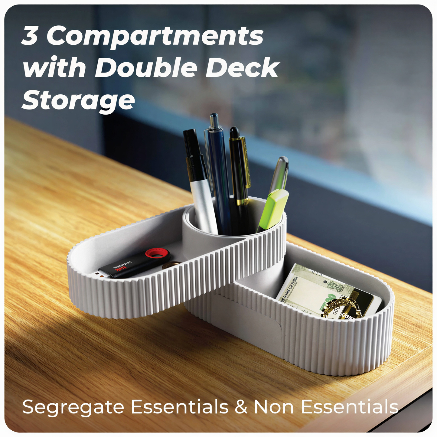 Premium Spin Cement Desk Organizer