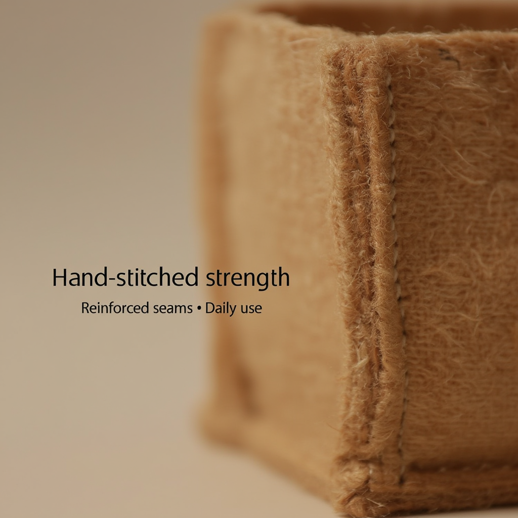 Jute Pen Stand (Square) – Hand-Stitched Desk Organizer