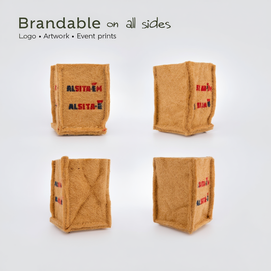 Jute Pen Stand (Square) – Hand-Stitched Desk Organizer