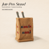 Jute Pen Stand (Square) – Hand-Stitched Desk Organizer