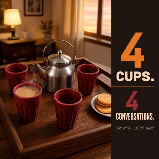 Kulhad Chai Cup Set of 4 | Rice Husk | 100ml Eco Cups