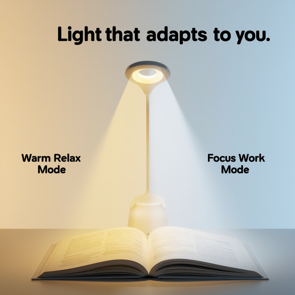 4-in-1 Multifunctional Desk Lamp with Reading Light, Ambient Night Light, Smartphone Holder and Pen Stand