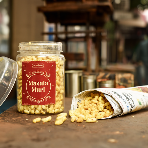 Masala Muri Kolkata style — spiced puffed rice in a glass jar