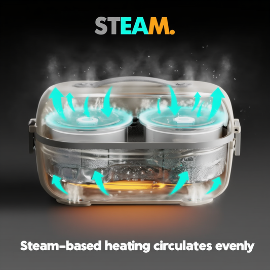 Electric Lunch Box with Steam Heating & 304 Steel Containers