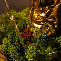 Vighnaharta Mini Ganesha Moss Terrarium — Desk Idol in Clear Acrylic Case, 2"