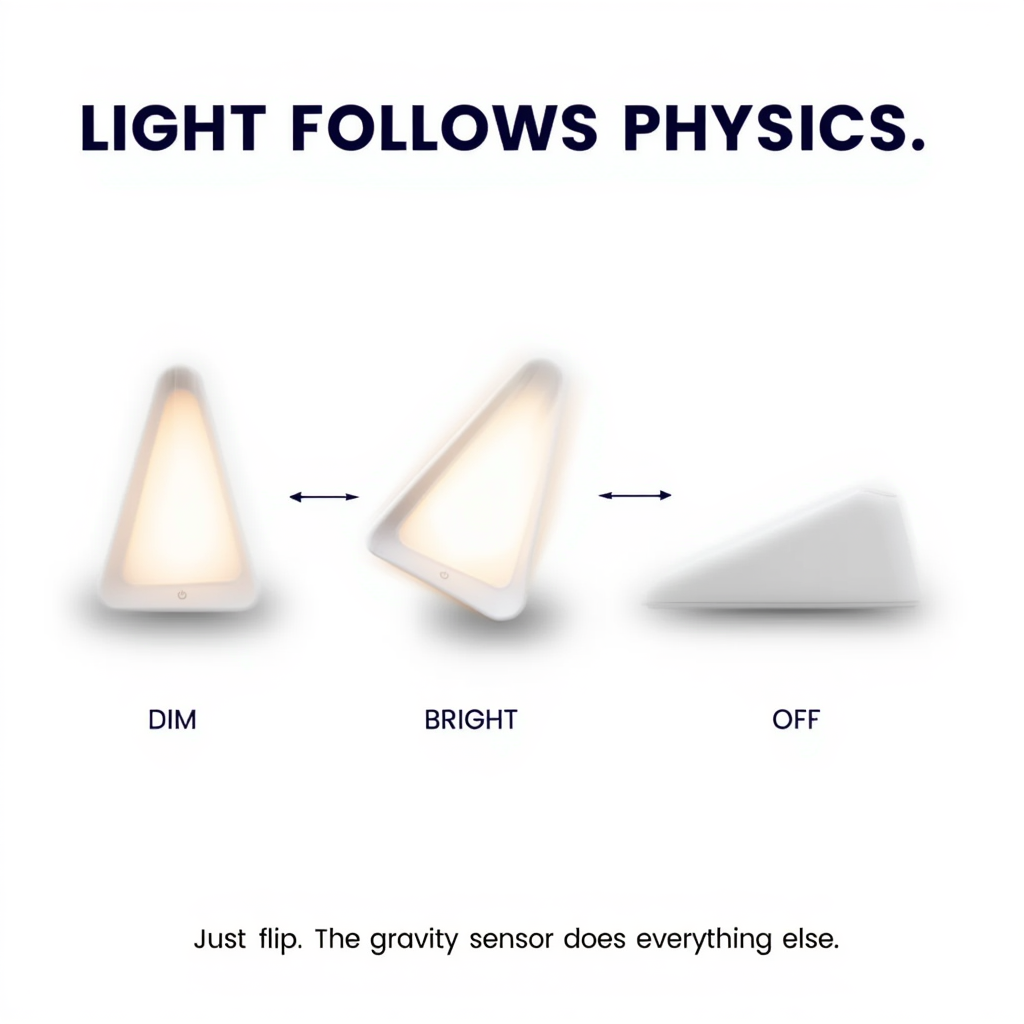 Gravity Sensor Flip LED Lamp with 3 Brightness Modes & Feather Touch