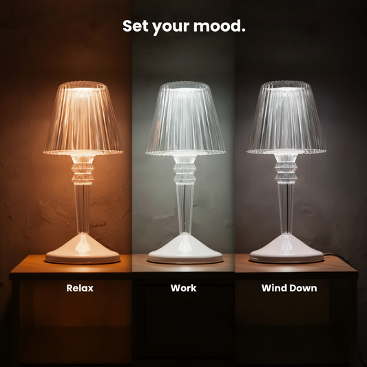 Rechargeable Crystal Table Lamp with Diamond-Faceted Design
