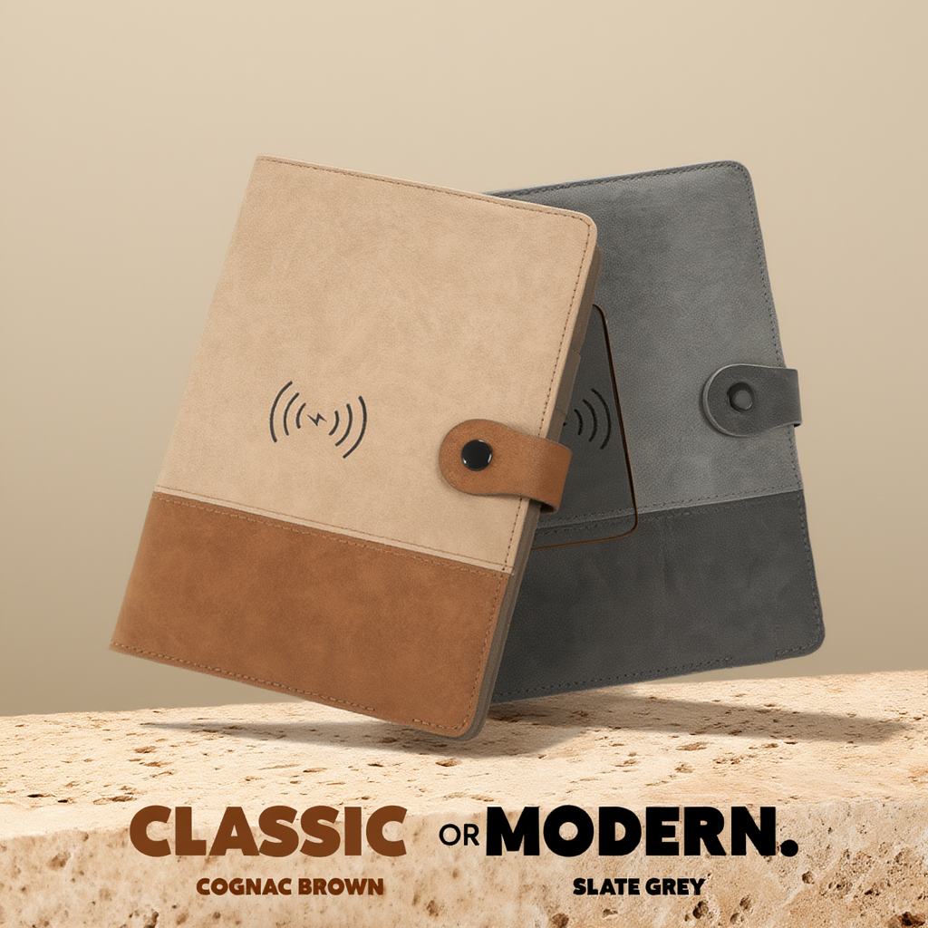 Power Bank Notebook | 8000mAh, 15W Wireless Charger