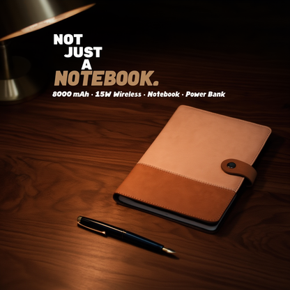 Power Bank Notebook | 8000mAh, 15W Wireless Charger