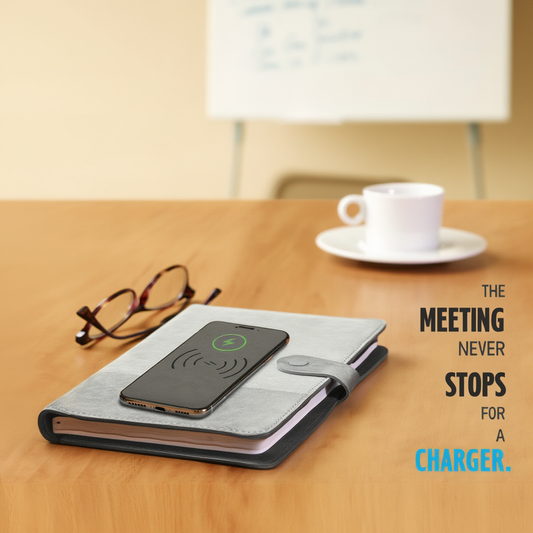 Power Bank Notebook | 8000mAh, 15W Wireless Charger