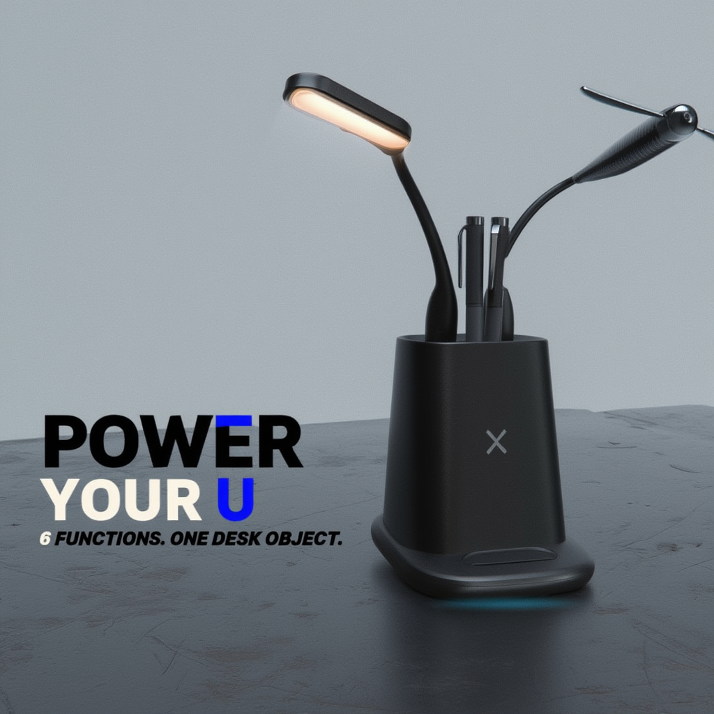 6-in-1 Desk Organiser with Wireless Charger