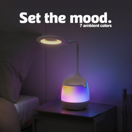4-in-1 Multifunctional Desk Lamp with Reading Light, Ambient Night Light, Smartphone Holder and Pen Stand