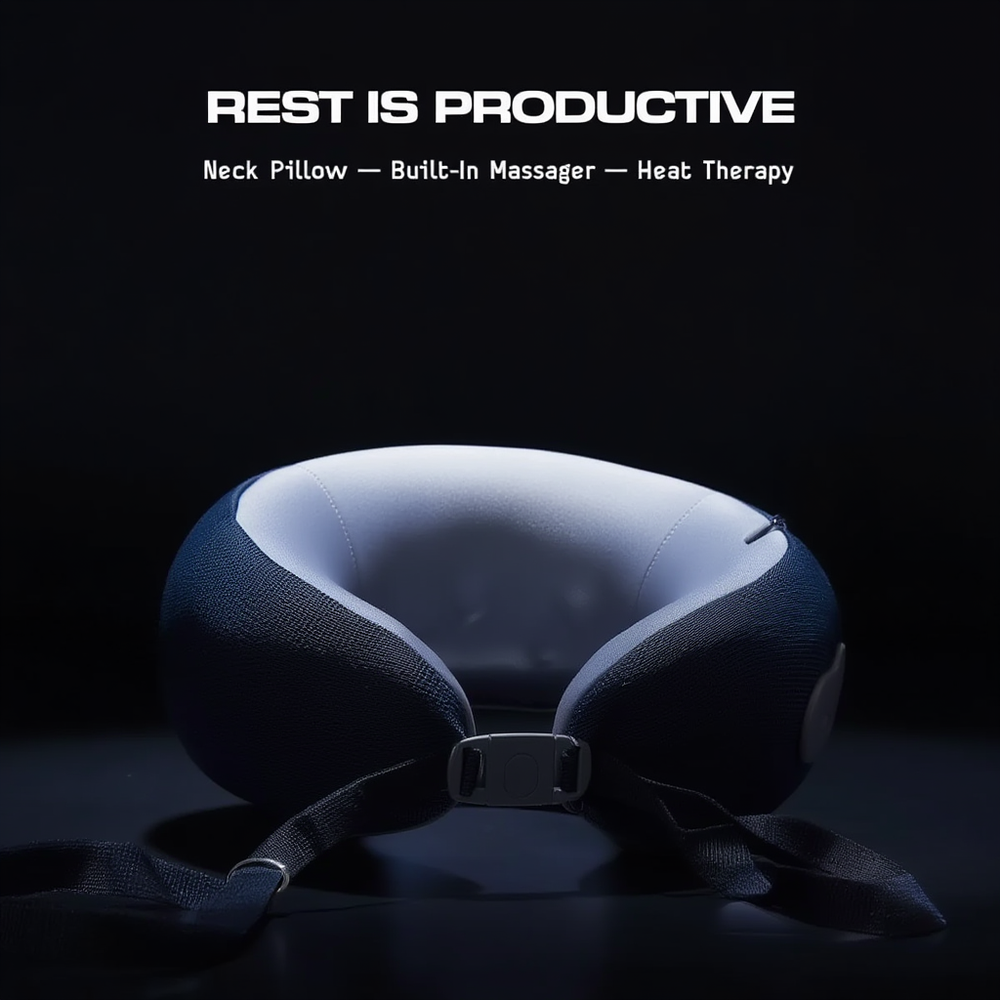 Neck Pillow with Built-In Massager & Heat Therapy