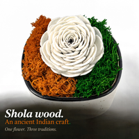 India Tricolor Ceramic Bowl — Preserved Moss & Shola Flower