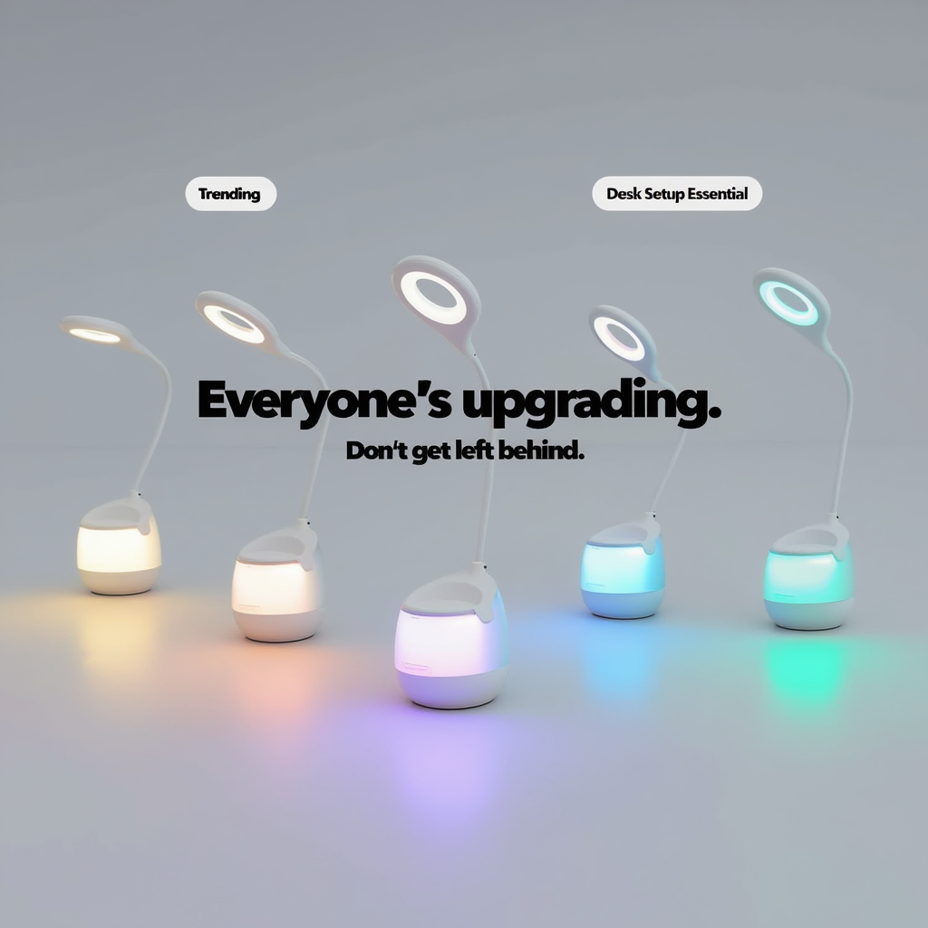 4-in-1 Multifunctional Desk Lamp with Reading Light, Ambient Night Light, Smartphone Holder and Pen Stand