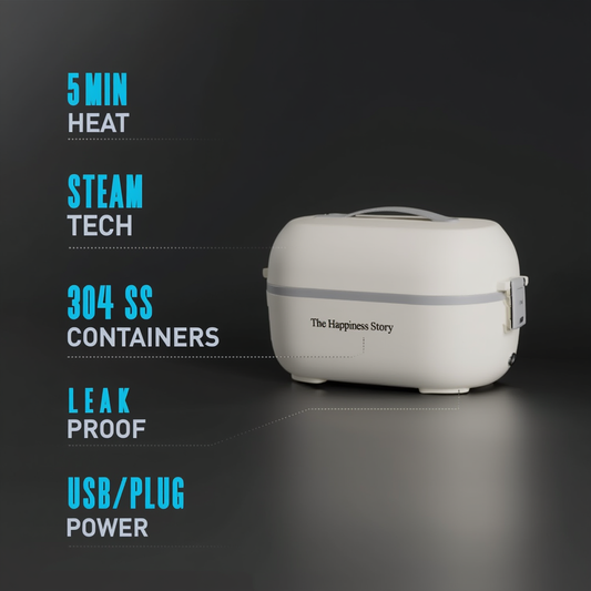 Electric Lunch Box with Steam Heating & 304 Steel Containers