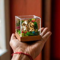 Vighnaharta Mini Ganesha Moss Terrarium — Desk Idol in Clear Acrylic Case, 2"