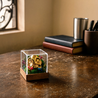 Vighnaharta Mini Ganesha Moss Terrarium — Desk Idol in Clear Acrylic Case, 2"