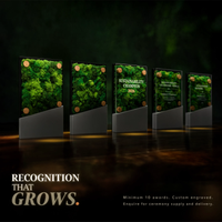 Preserved Botanical Award Plaque — Real Moss, Custom Engraved Acrylic Cover