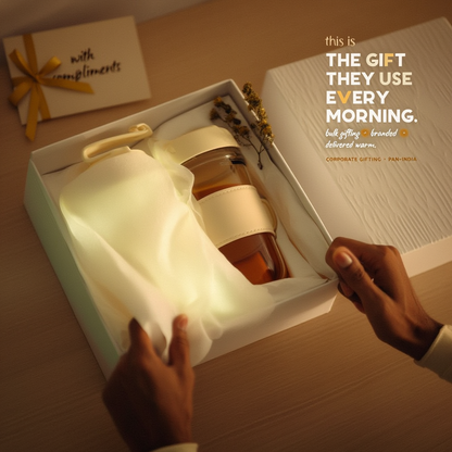 Glass Mug with Dual Sipper Lid & Built-In Phone Stand