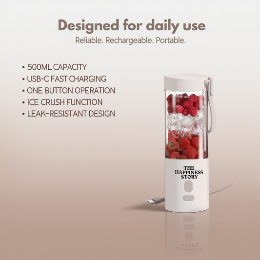 Portable Personal Blender with USB-C Charging | 500ml Rechargeable Smoothie Maker |