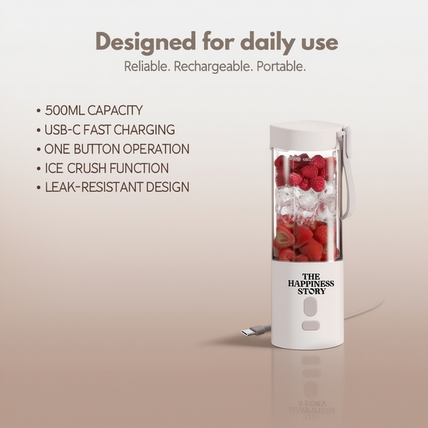Portable Personal Blender with USB-C Charging | 500ml Rechargeable Smoothie Maker |