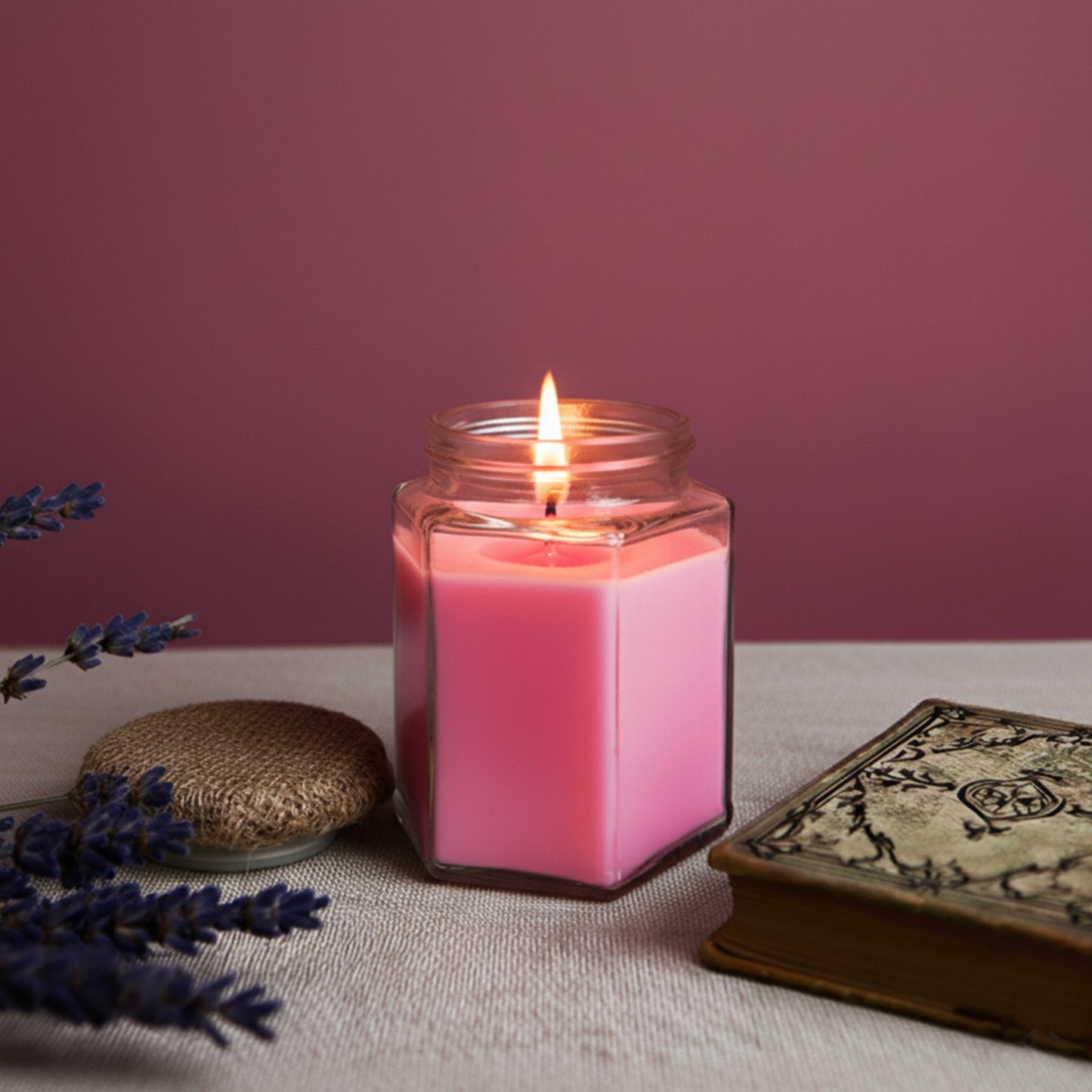 Hex Glass Jar Candle