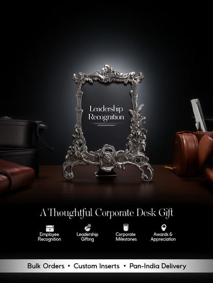 Silver-Tone Metal Photo Frame with Black Velvet Back – Premium Desk Frame