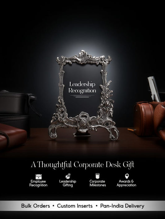 Silver-Tone Metal Photo Frame with Black Velvet Back – Premium Desk Frame