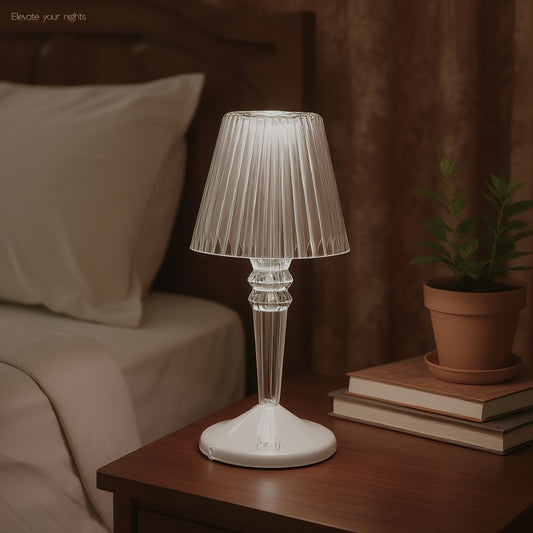 Rechargeable Crystal Table Lamp with Diamond-Faceted Design