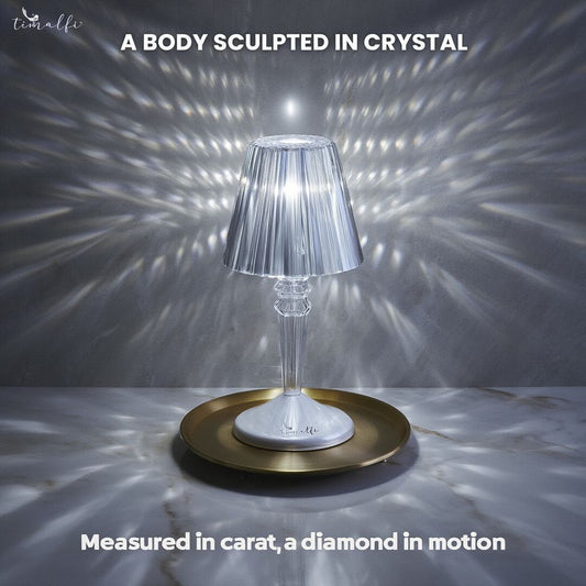 Rechargeable Crystal Table Lamp with Diamond-Faceted Design