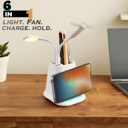 6-in-1 Desk Organiser with Wireless Charger