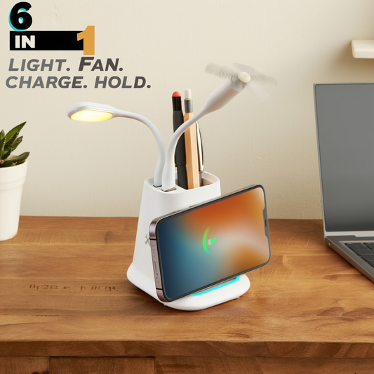 6-in-1 Desk Organiser with Wireless Charger