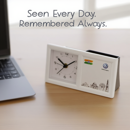 Custom Desk Table Clock with Pen Stand (Tabletop)