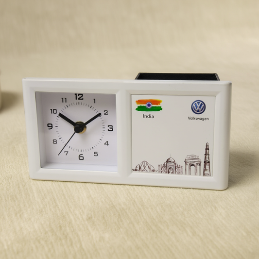 Custom Desk Table Clock with Pen Stand (Tabletop)
