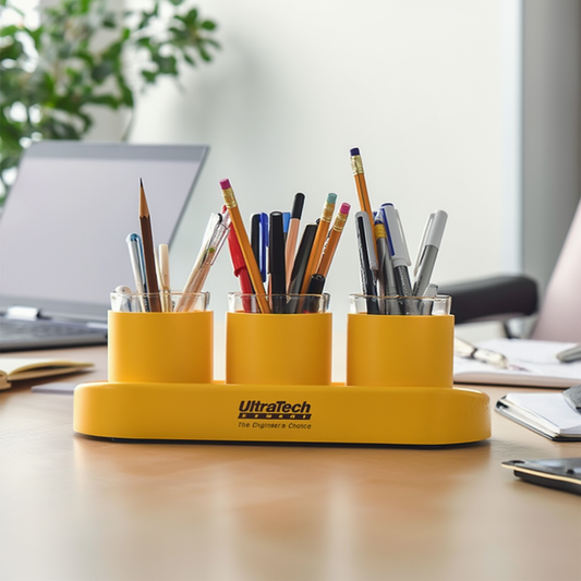 Premium Desk Organiser – 3-Compartment Customisable Pen Stand (Tabletop)