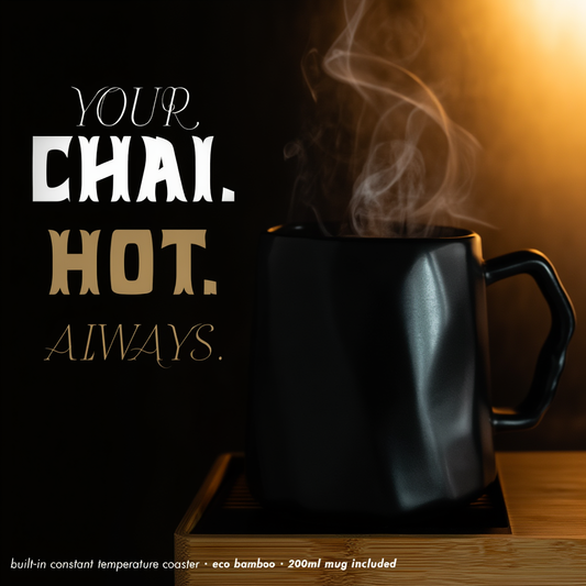 6-in-1 Bamboo Desk Utility with Mug Warmer & Coaster