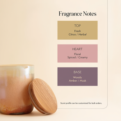 Hand-Poured Scented Candle in Glass Jar with Wooden Lid