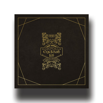 Black cocktail kit box with gold text and design on a white background