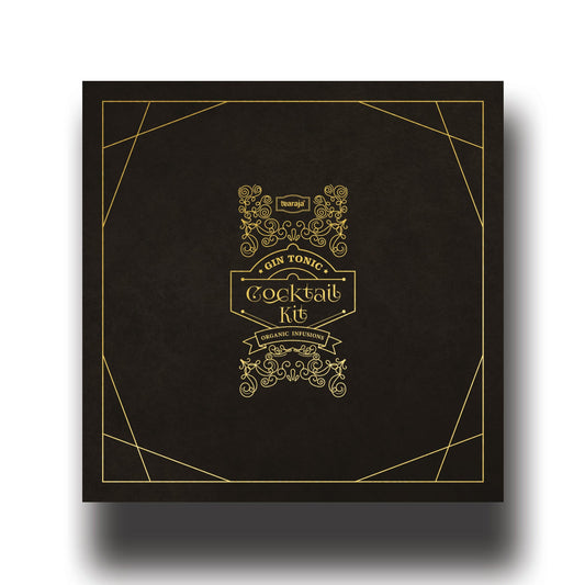 Black cocktail kit box with gold text and design on a white background