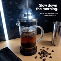 Glass French Press for Tea & Coffee — Borosilicate Carafe, Fine Mesh Filter