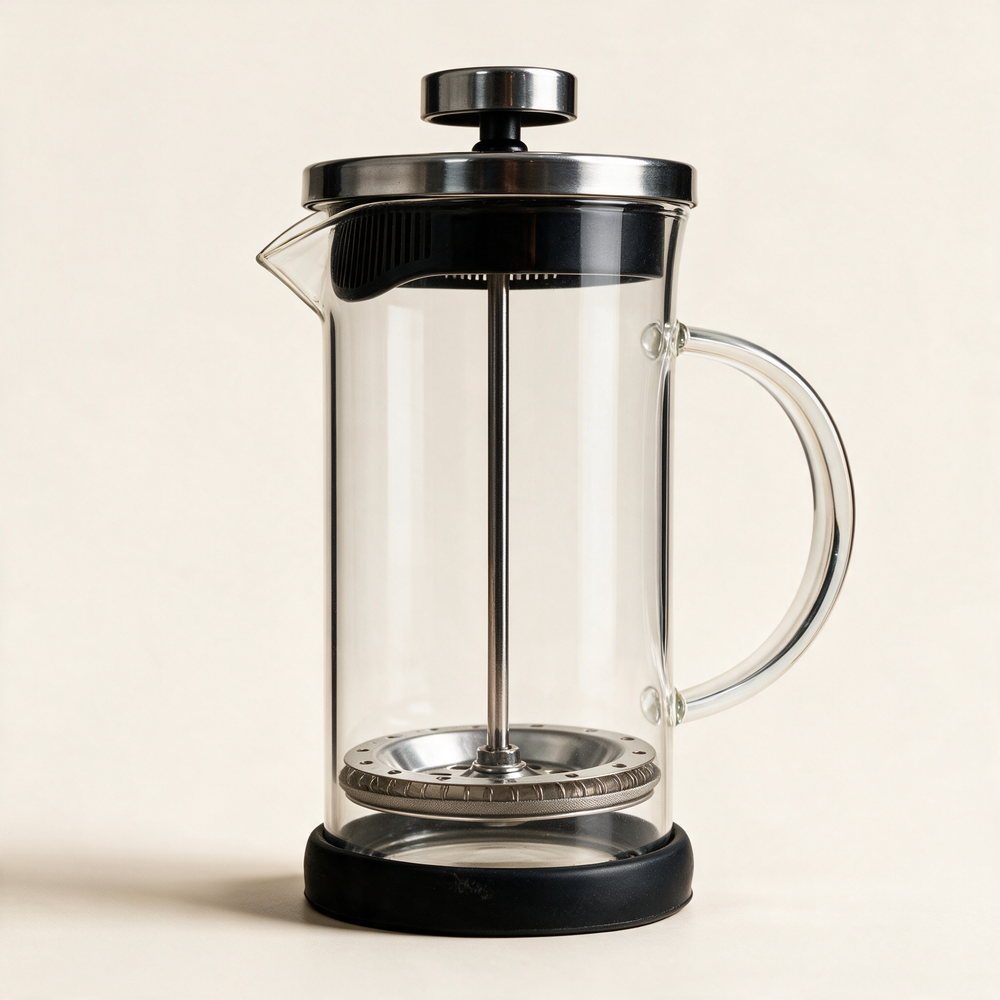 Glass French Press for Tea & Coffee — Borosilicate Carafe, Fine Mesh Filter