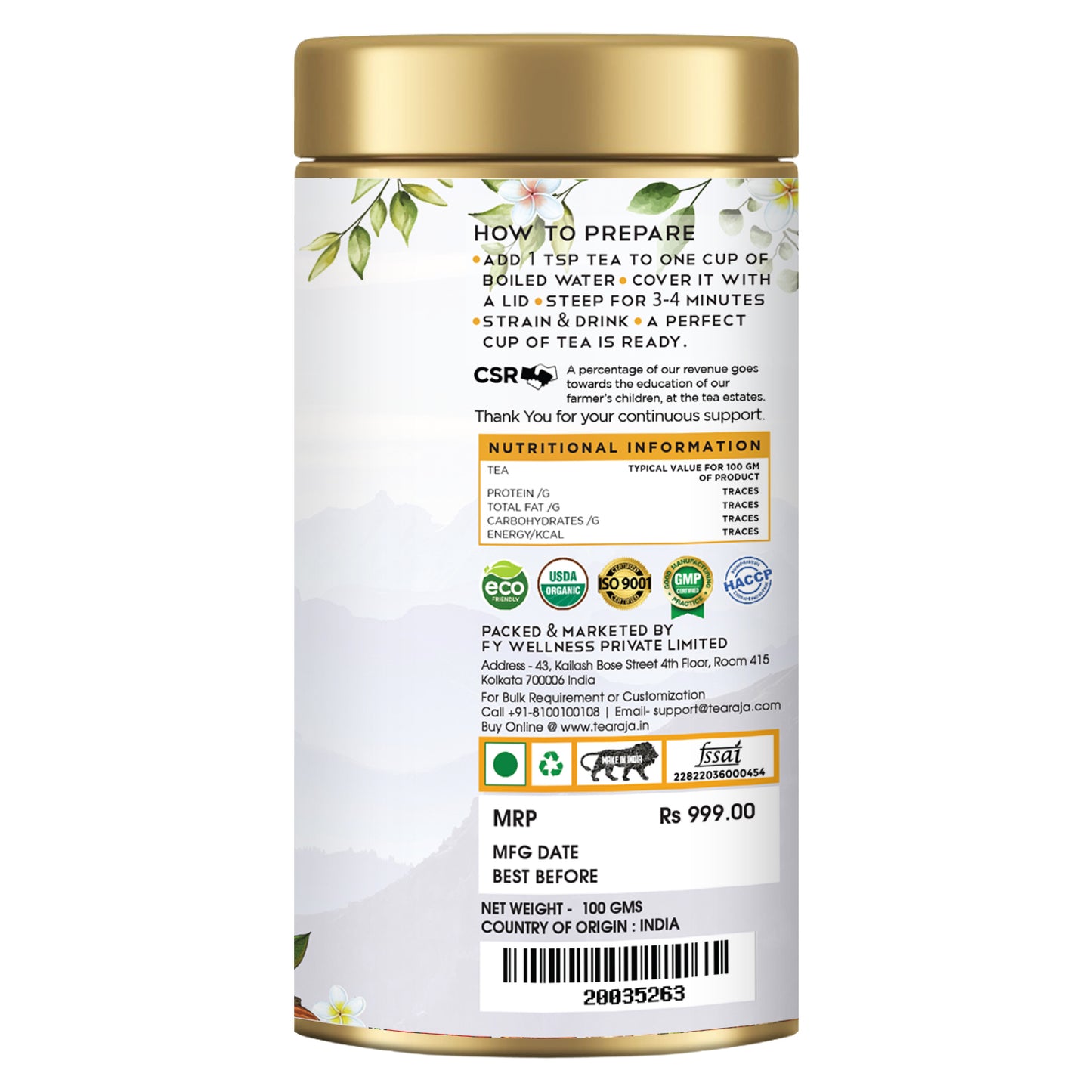 Kashmiri Kahwa Loose-Leaf Green Tea – 100 g