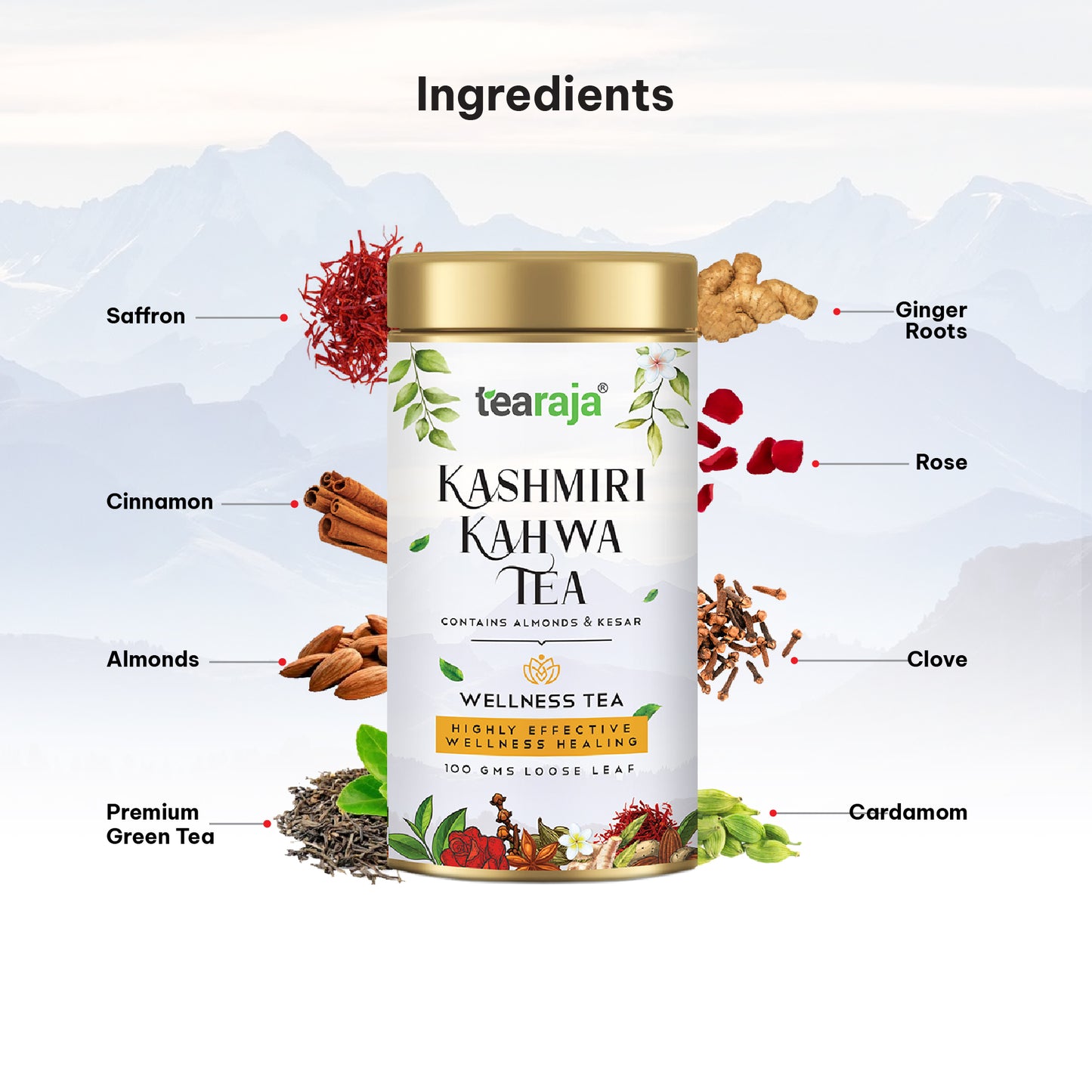 Kashmiri Kahwa Loose-Leaf Green Tea – 100 g