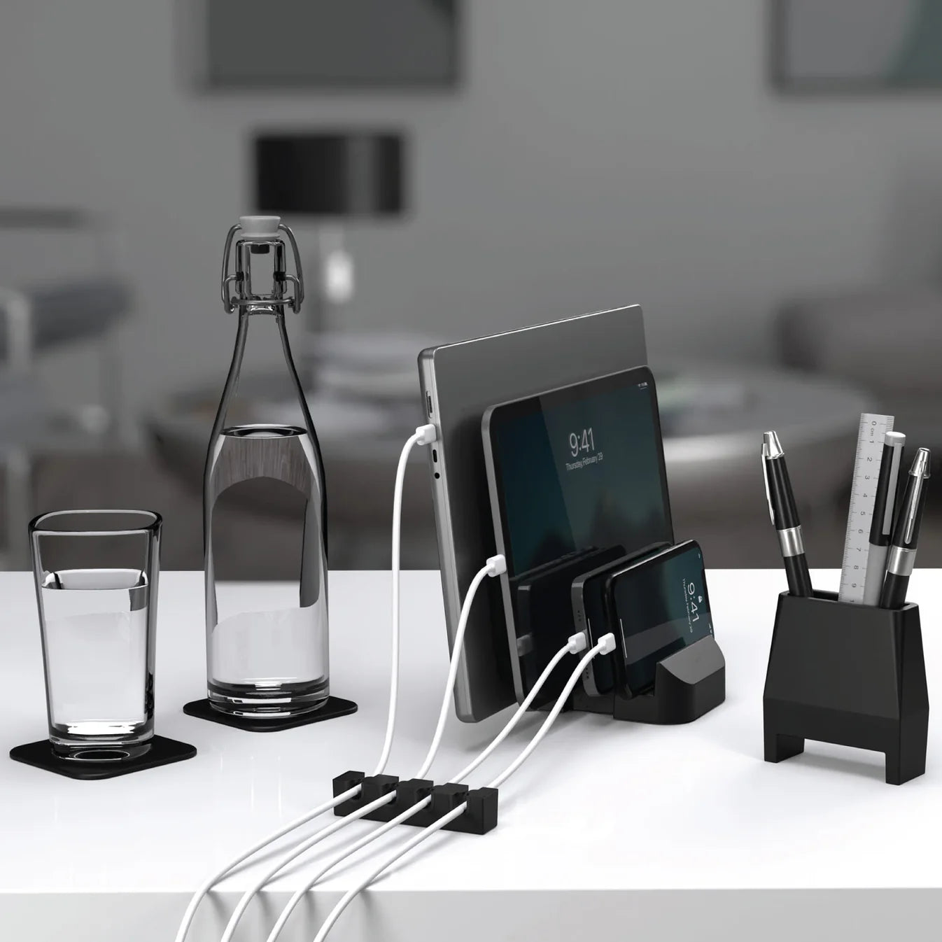 Modular Desk Organiser with Multi-Device Charging.