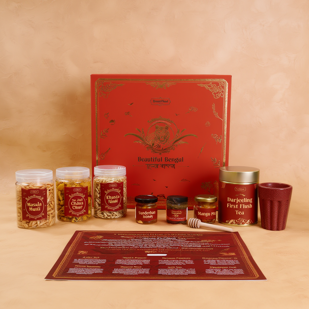 Pan-India bulk distribution — symmetrical display of the Beautiful Bengal Box ready to ship